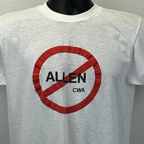 Vintage AT&T Layoffs T Shirt Mens S Small White 80s Ron Allen CWA ATT Telephone - Picture 5 of 10